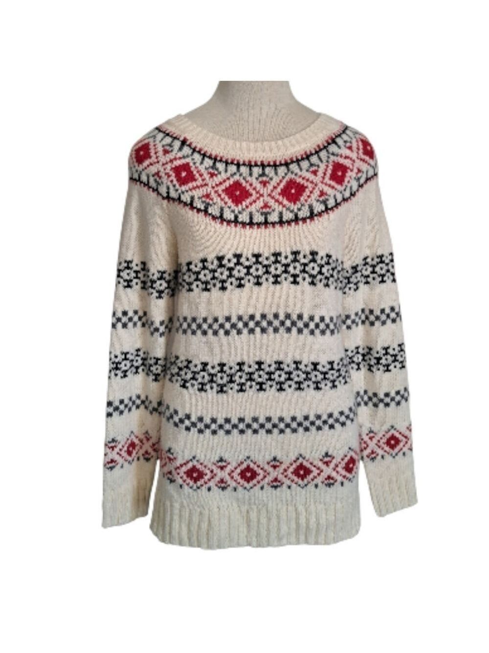TALBOTS southwestern aztec knit sweater acrylic wool blend soft cabin comfort M